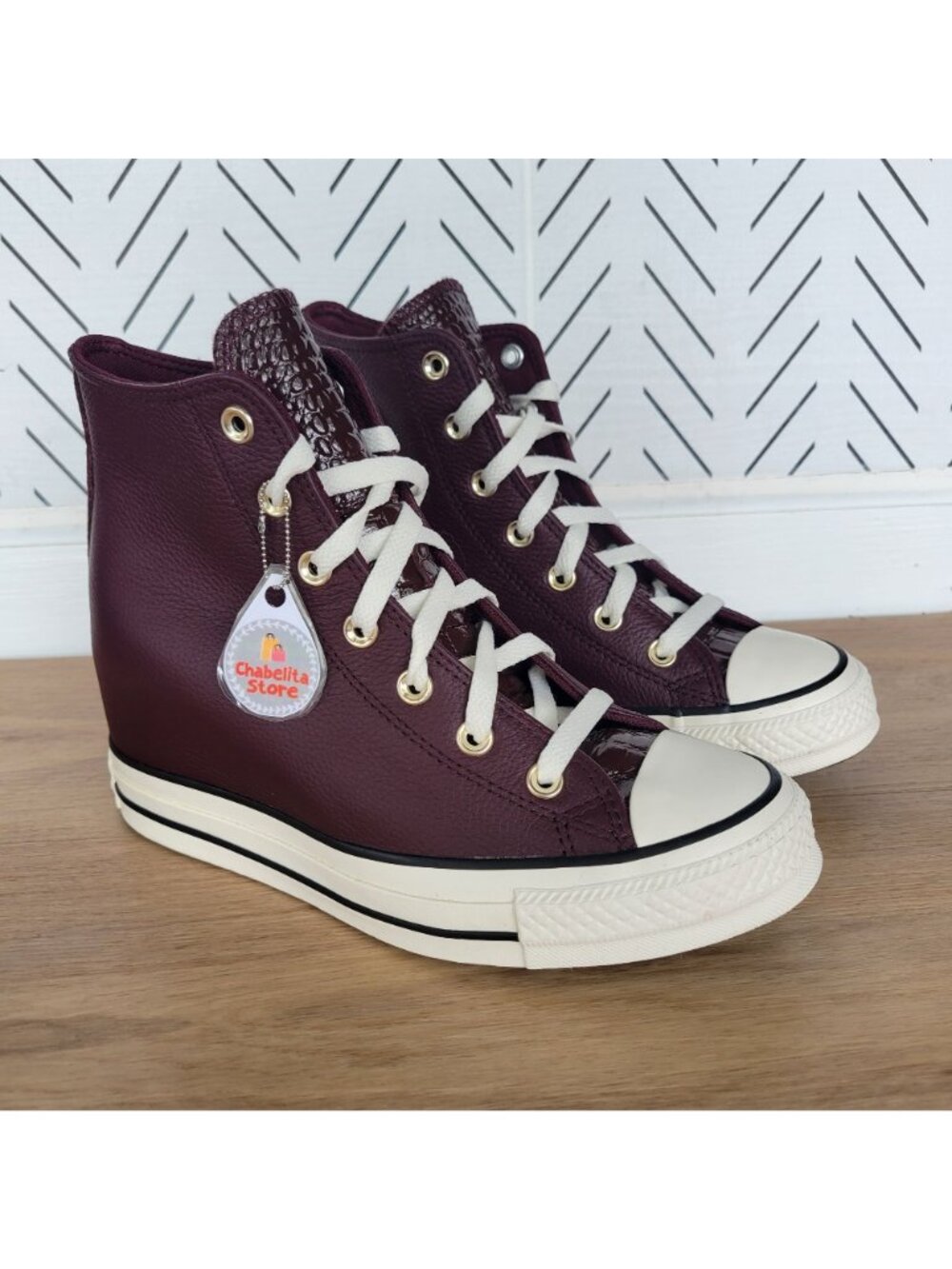 ✨✨Converse Chuck Taylor All Star Wedge Leather 7 Womens Shoes Burgundy A12349C - Picture 11 of 12